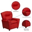 Flash Furniture Vinyl Upholstered Kids Recliner with Cup Holder in Red