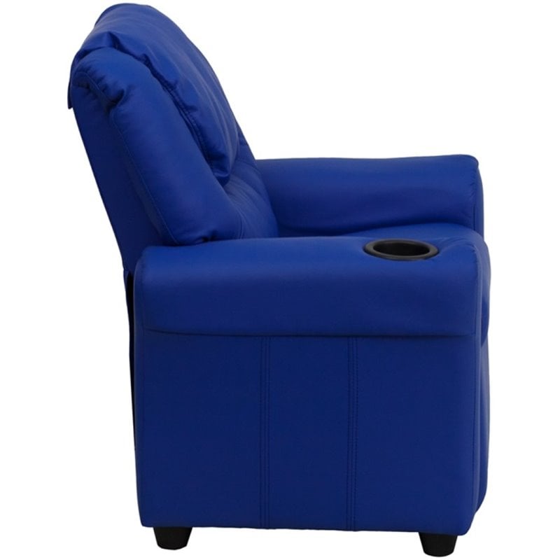 Flash Furniture Vinyl Recliner with Cup Holder and Headrest in Blue