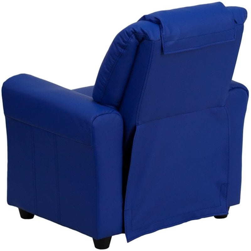 Flash Furniture Vinyl Recliner with Cup Holder and Headrest in Blue