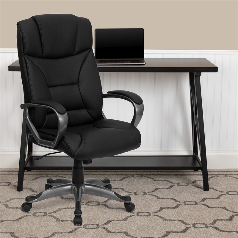 Flash Furniture Comfortable Office Chair in Black with Arms