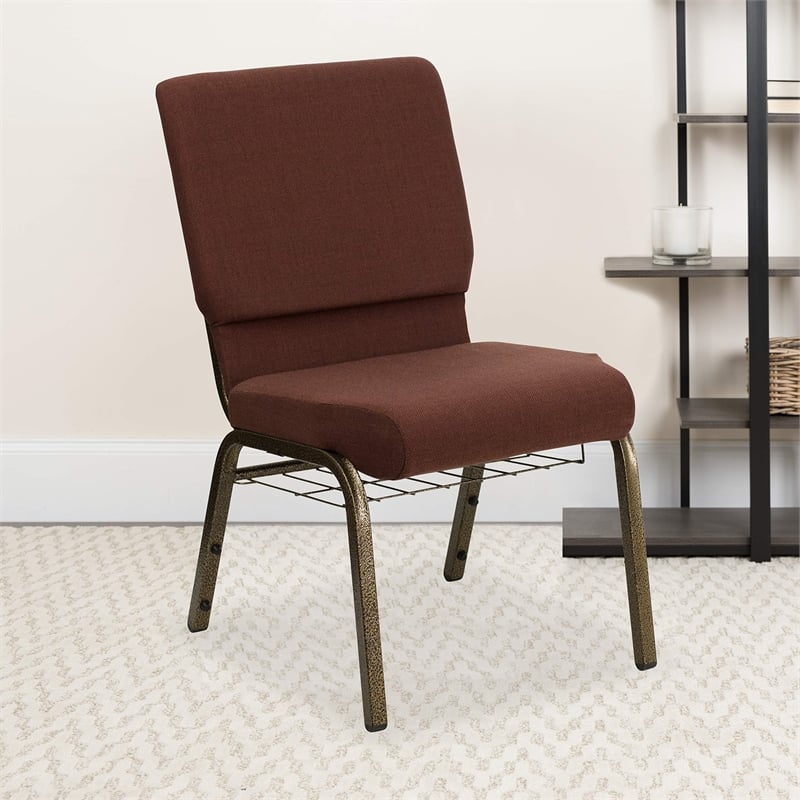 Flash Furniture Hercules Series Church Stacking Guest Chair in Brown