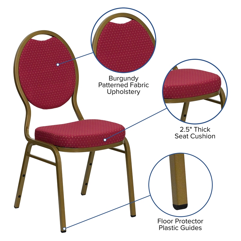 Flash Furniture Hercules Teardrop Back Stacking Chair with in Burgundy