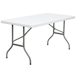 Flash Furniture 30&quot x 60&quot Plastic Folding Table in Granite White