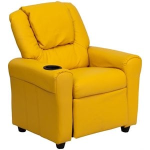 flash furniture contemporary faux leather kids recliner with cup holder arm