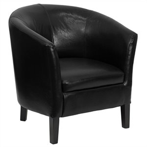 flash furniture transitional leather barrel shaped guest chair with sloping arms