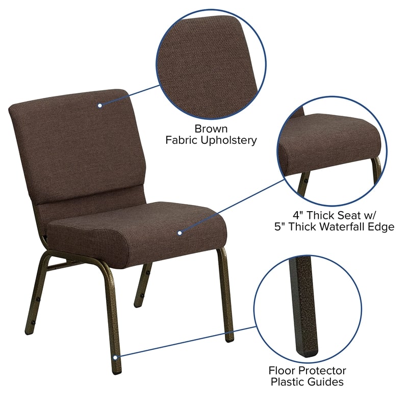 Flash Furniture Hercules Stacking Church Stacking Guest Chair in Brown