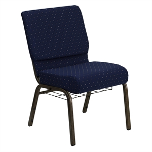 Flash Furniture Hercules Patterned Church Stacking Chair in Navy Blue