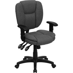 Flash Furniture Mid Back Ergonomic Task Office Chair with Arms in Gray