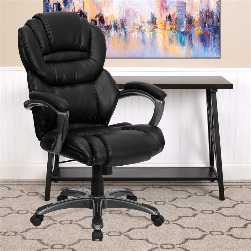 Flash Furniture High Back Office Chair with Leather Padded Loop Arms