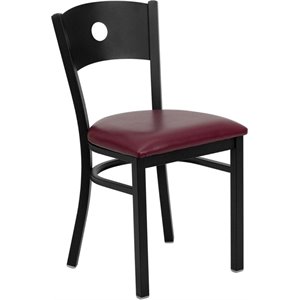 flash furniture hercules circle back metal faux leather seat restaurant dining side chair in black