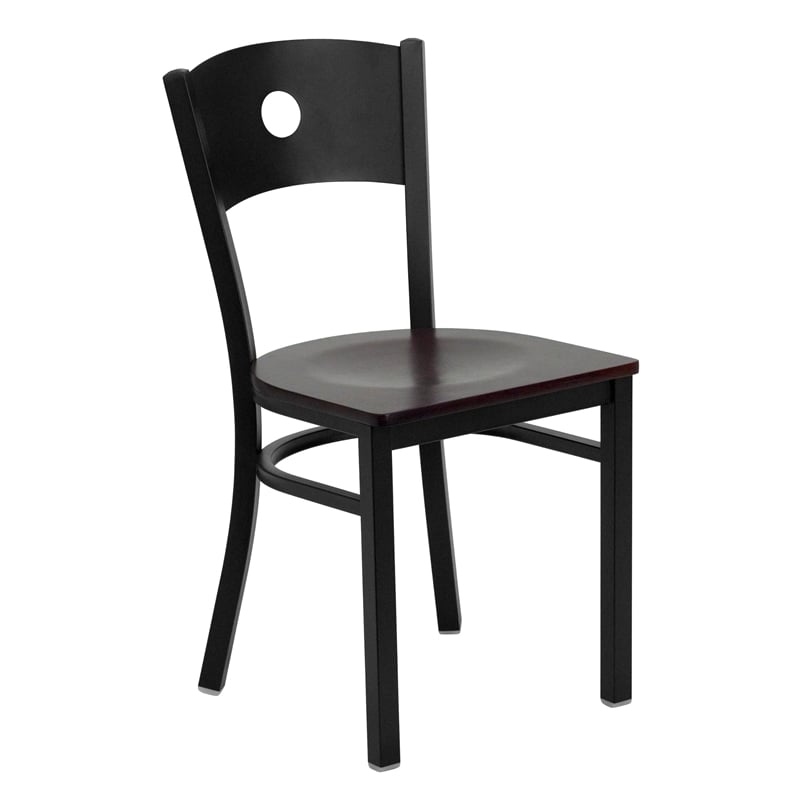 Flash Furniture Hercules Circle Back Metal Dining Chair in Mahogany