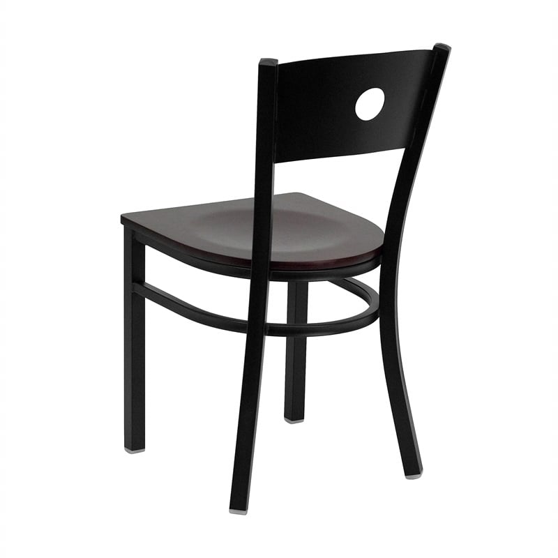 Flash Furniture Hercules Circle Back Metal Dining Chair in Mahogany