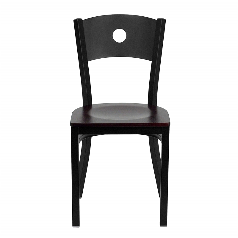 Flash Furniture Hercules Circle Back Metal Dining Chair in Mahogany