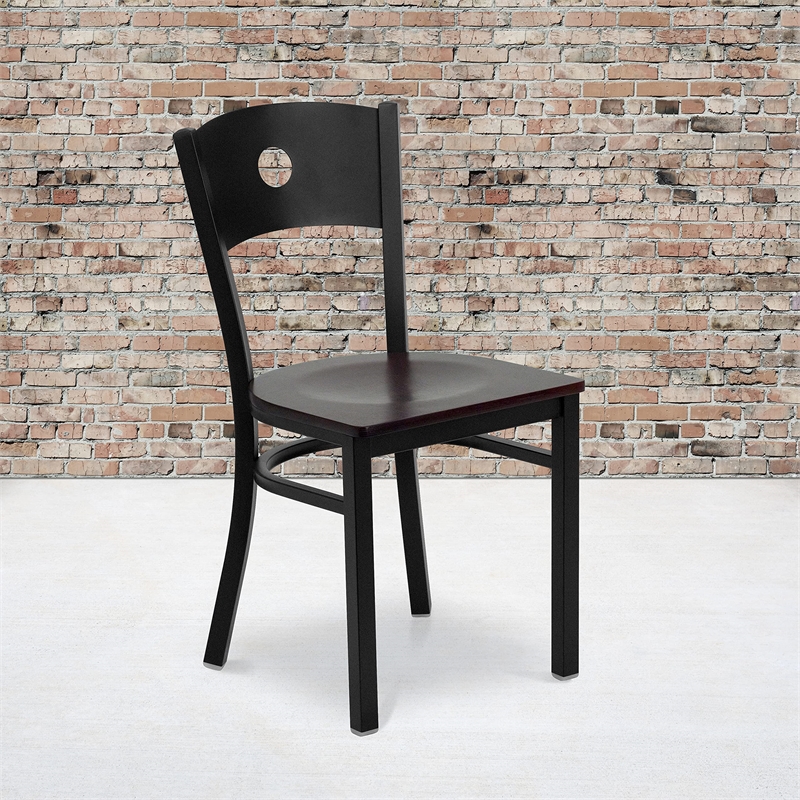 Flash Furniture Hercules Circle Back Metal Dining Chair in Mahogany