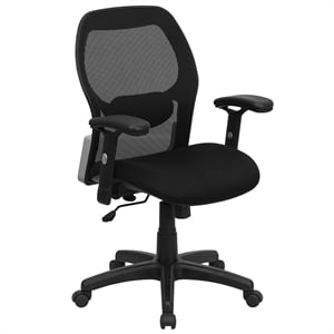 Flash Furniture Mid-Back Super Mesh Office Chair in Black