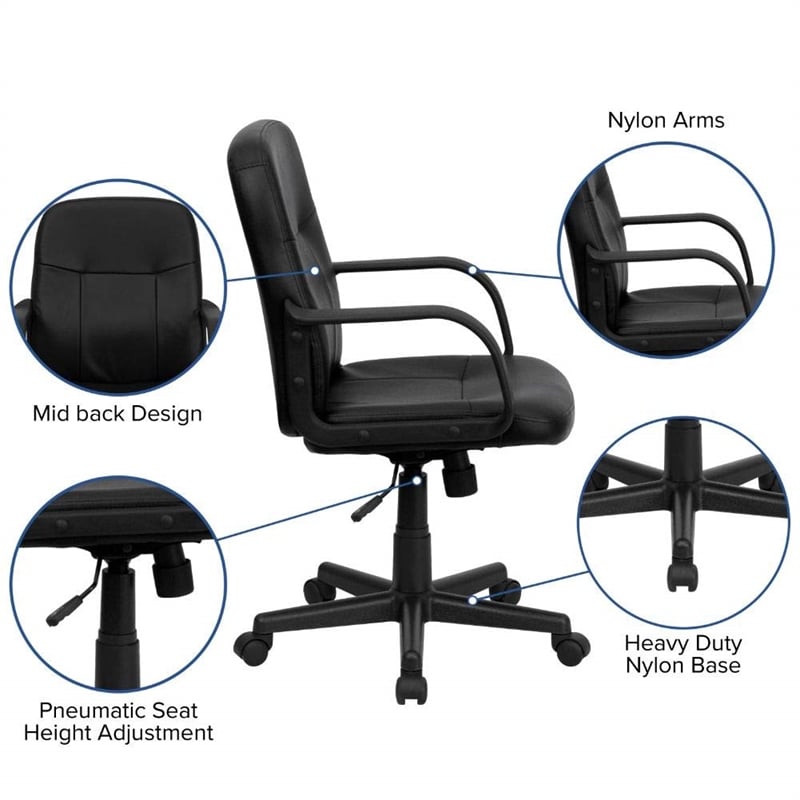 Flash Furniture Mid Back Glove Vinyl Executive Office Chair in Black