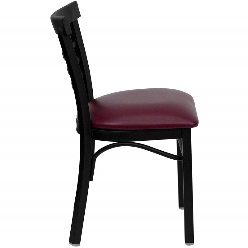 Flash Furniture Hercules Black Ladder Back Dining Chair in Mahogany