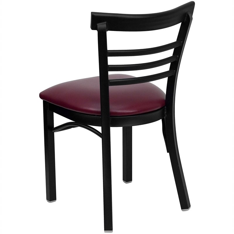 Flash Furniture Hercules Black Ladder Back Dining Chair in Mahogany