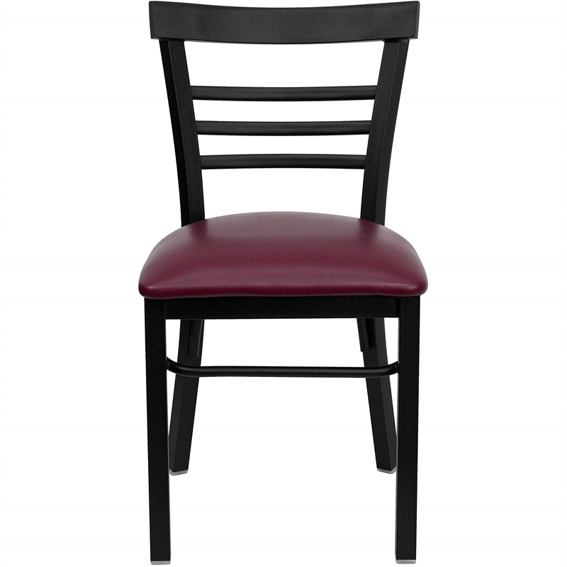 Flash Furniture Hercules Black Ladder Back Dining Chair in Mahogany