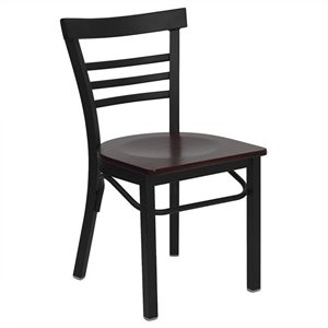 flash furniture hercules black ladder back dining chair in mahogany