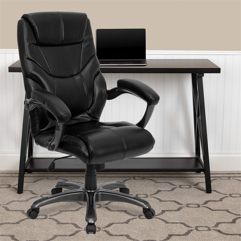 Flash Furniture High Back Overstuffed Executive Office Chair in Black