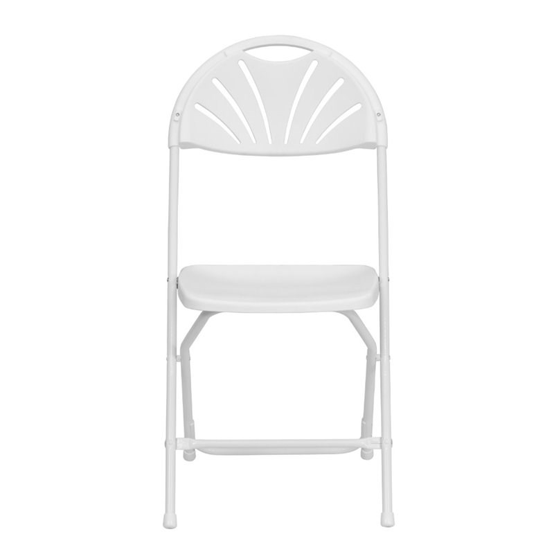 Flash Furniture Hercules Plastic Fan Back Folding Chair in White