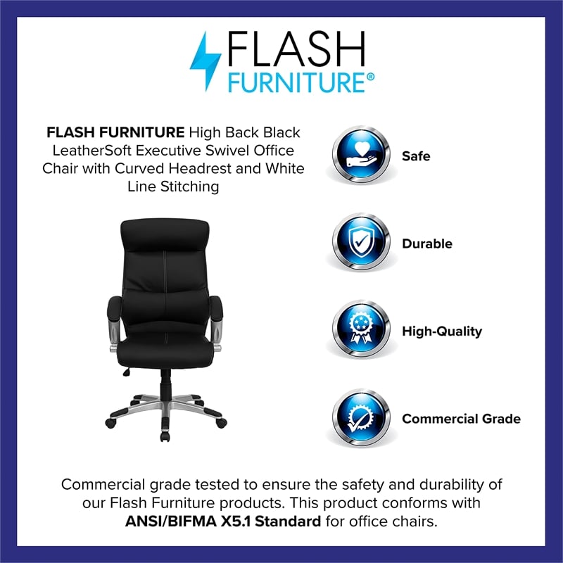 Flash Furniture High Back Executive Office Chair with Black Leather