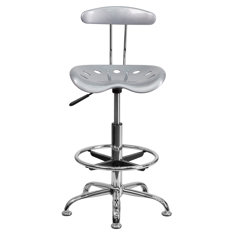 Flash Furniture Vibrant Drafting Chair Seat in Silver and Chrome