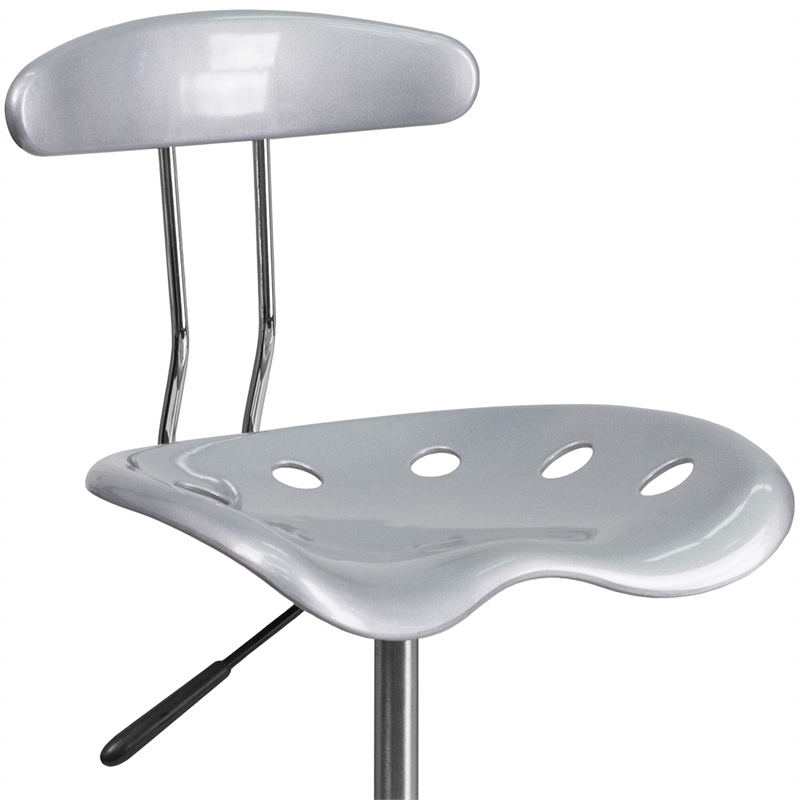 Flash Furniture Vibrant Drafting Chair Seat in Silver and Chrome