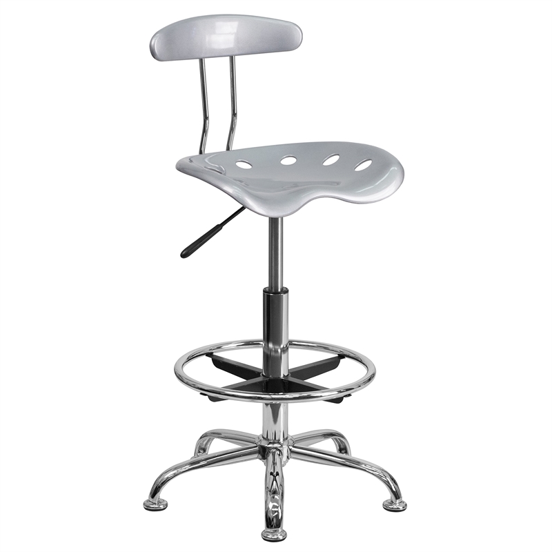 Flash Furniture Vibrant Drafting Chair Seat in Silver and Chrome
