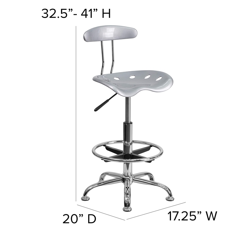 Flash Furniture Vibrant Drafting Chair Seat in Silver and Chrome