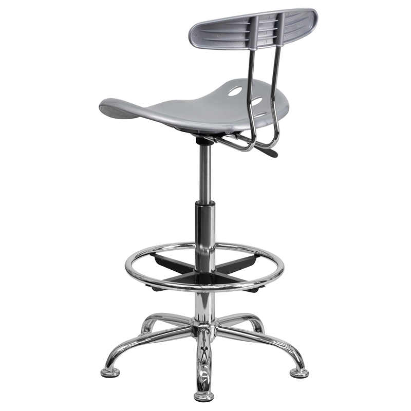 Flash Furniture Vibrant Drafting Chair Seat in Silver and Chrome