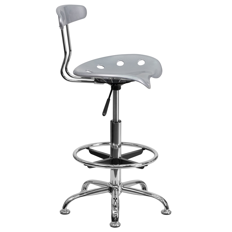 Flash Furniture Vibrant Drafting Chair Seat in Silver and Chrome