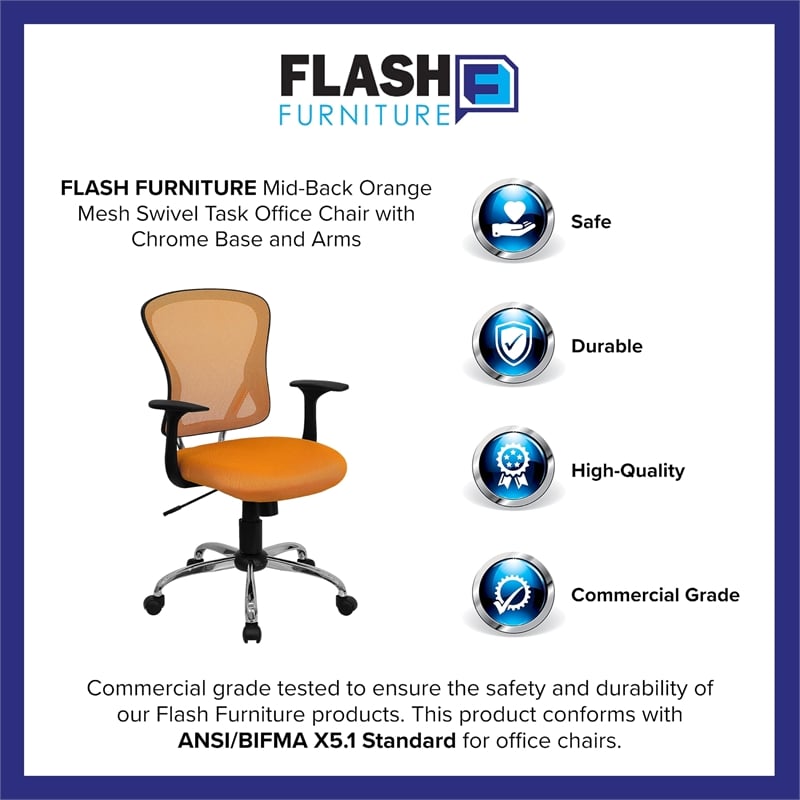 Flash Furniture Mid Back Mesh Office Chair in Orange