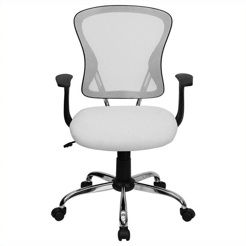 Flash Furniture Mid Back Mesh Office Swivel Chair in White 
