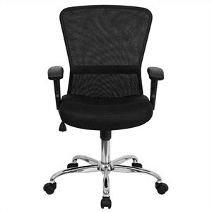 flash furniture mid back mesh computer office chair in black
