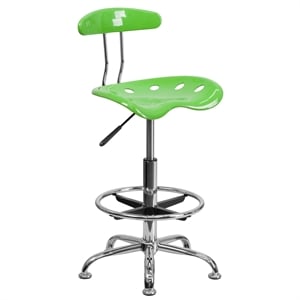 Flash Furniture Vibrant Drafting Chair Seat in Apple Green and Chrome