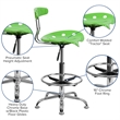 Flash Furniture Vibrant Drafting Chair Seat in Apple Green and Chrome