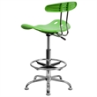 Flash Furniture Vibrant Drafting Chair Seat in Apple Green and Chrome