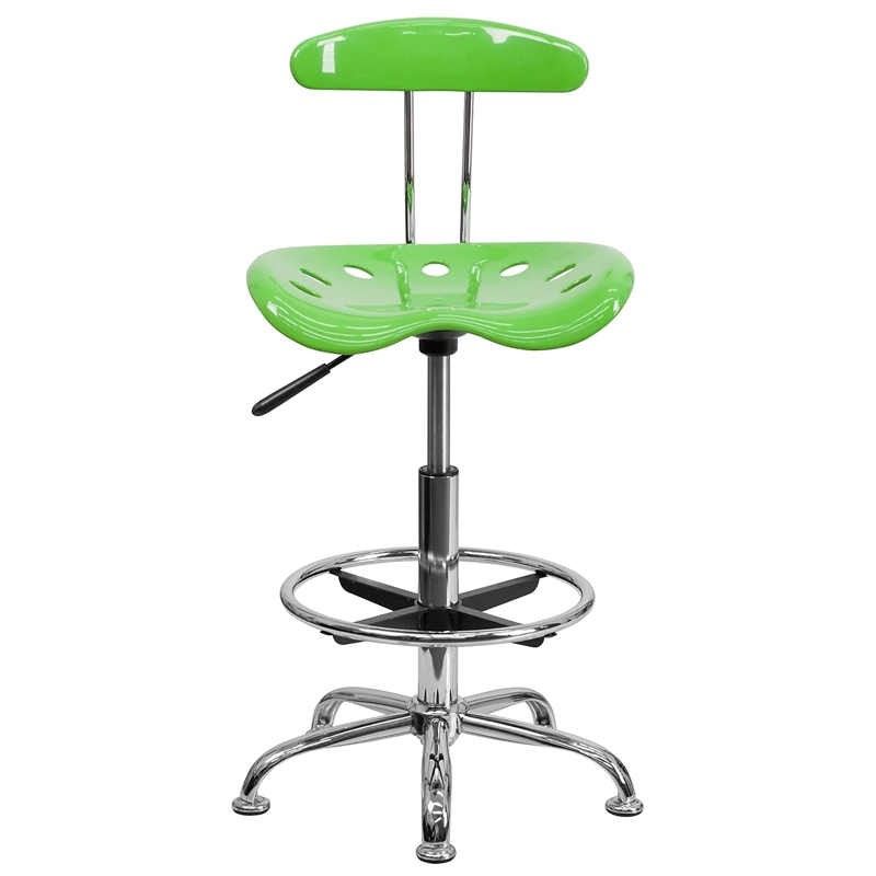 Flash Furniture Vibrant Drafting Chair Seat in Apple Green and Chrome