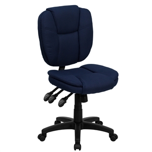 Flash Furniture Mid Back Ergonomic Office Swivel Chair in Navy Blue