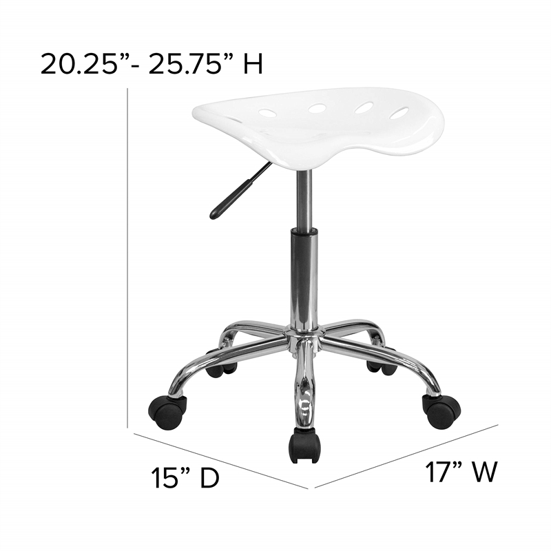 Flash Furniture Vibrant Chrome Adjustable Bar Stool in White