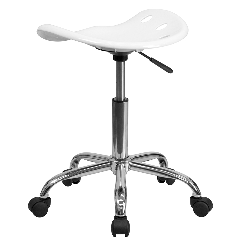 Flash Furniture Vibrant Chrome Adjustable Bar Stool in White