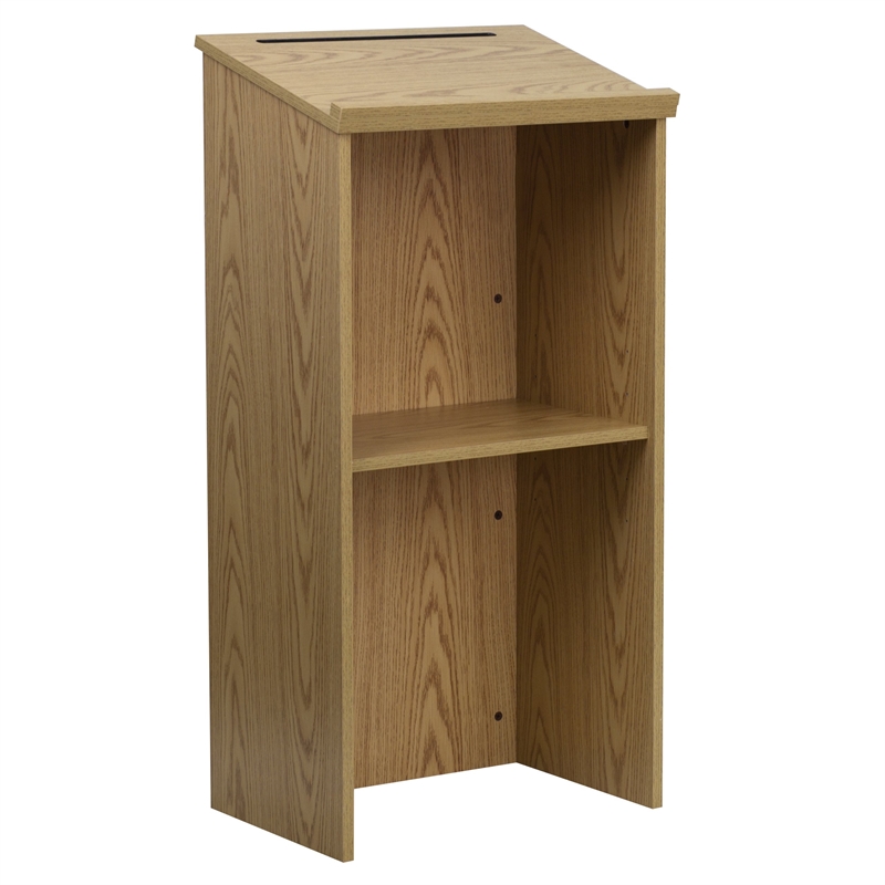Flash Furniture Stand-Up Full Podium in Oak