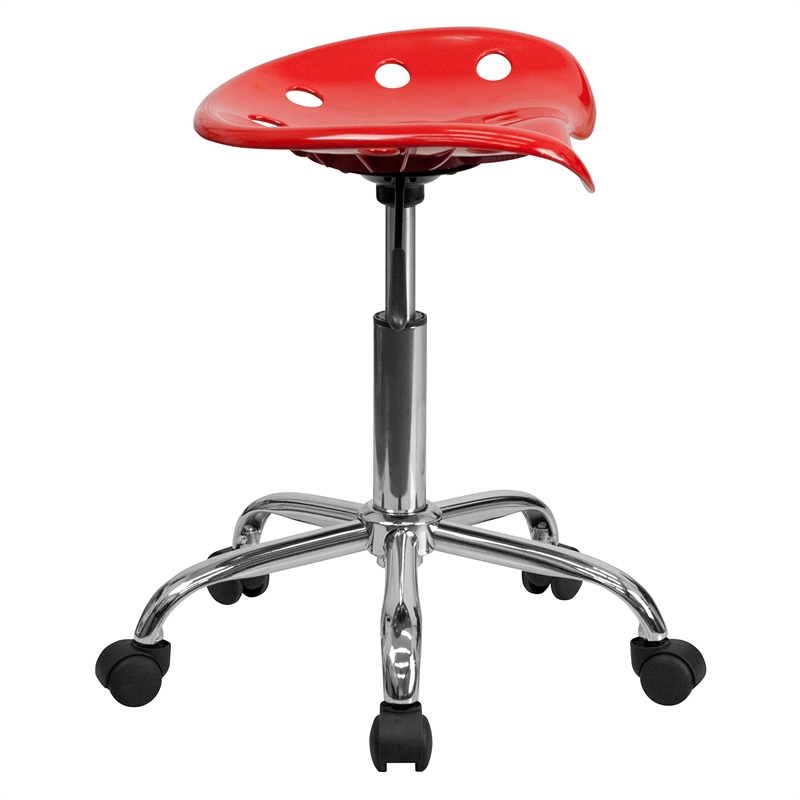 Flash Furniture Vibrant Chrome Adjustable Bar Stool in Red