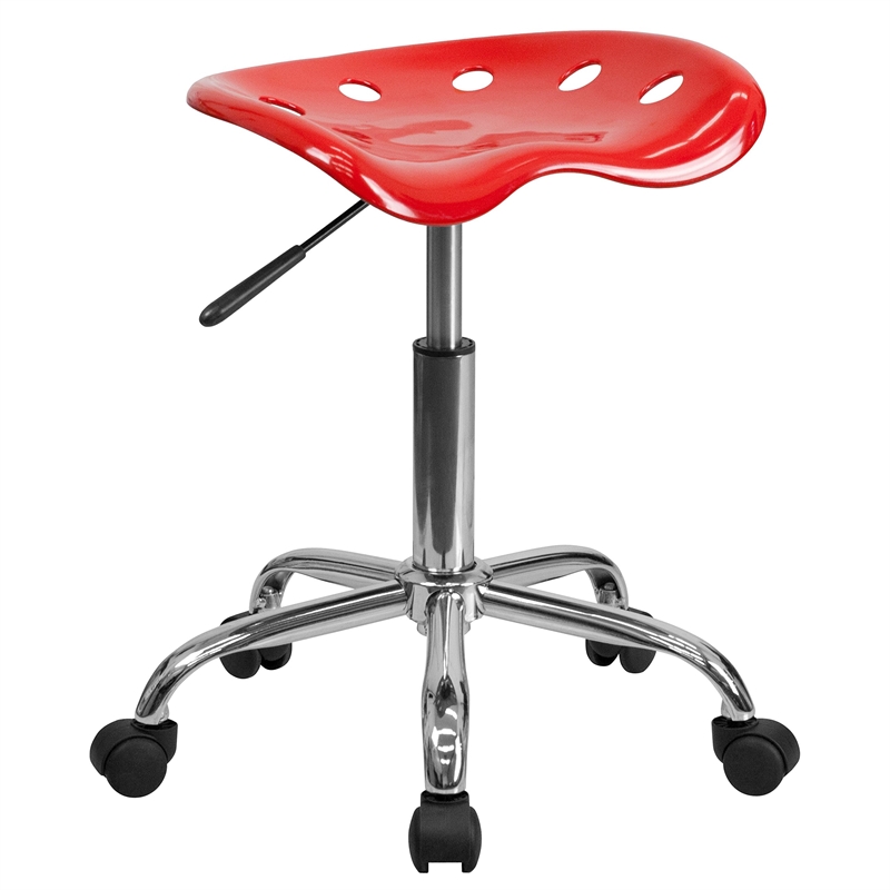 Flash Furniture Vibrant Chrome Adjustable Bar Stool in Red