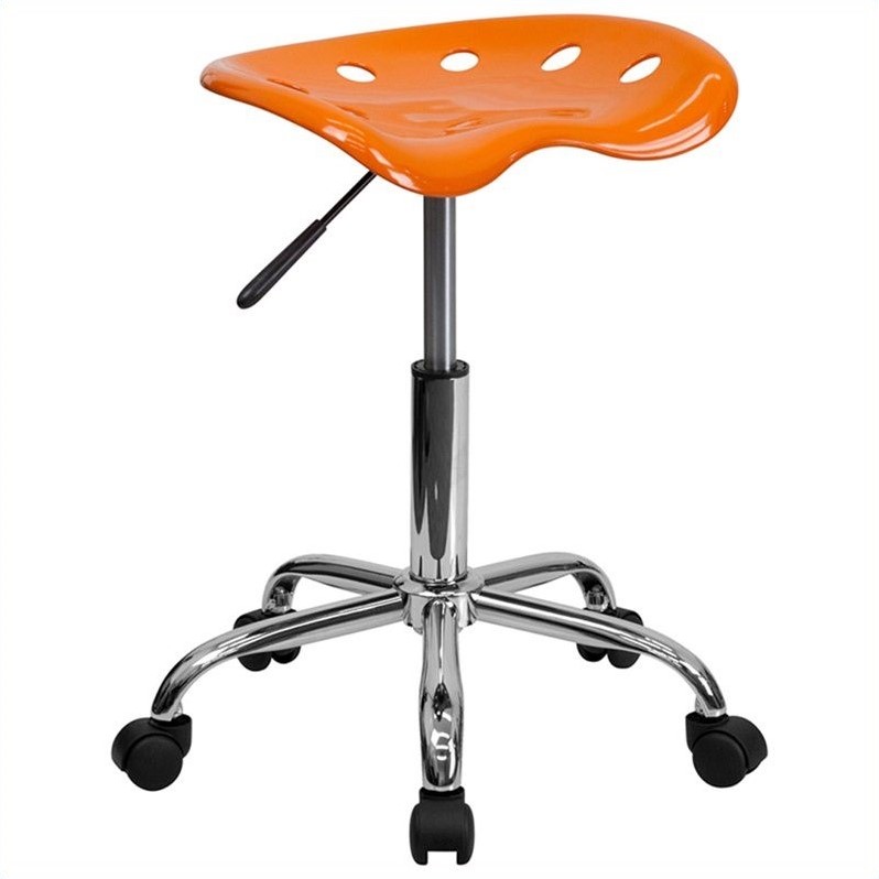 Flash Furniture Vibrant Adjustable Bar Stool in Orange