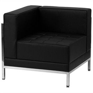 flash furniture hercules imagination contemporary leather tufted reception corner chair in black