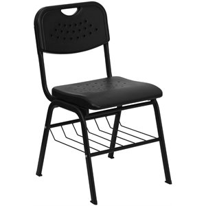 flash furniture hercules plastic classroom chair with book basket in black