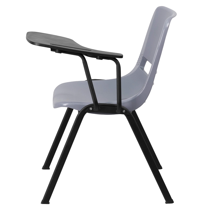 Flash Furniture Plastic Classroom Chair in Gray with Left Arm Tablet